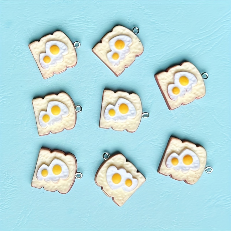6pcs Poached Egg Decor Bread DIY Pendant For Accessories